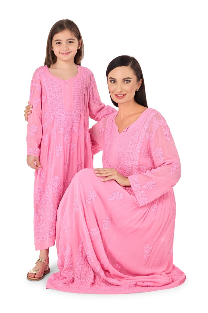 Embroidered Petals Kids Dress