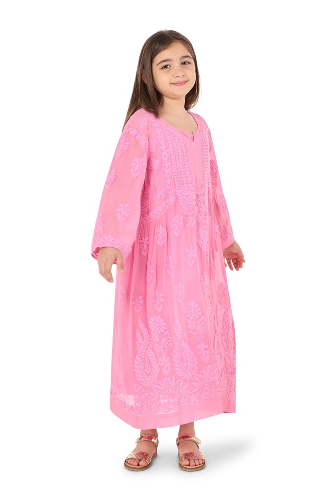 Embroidered Petals Kids Dress