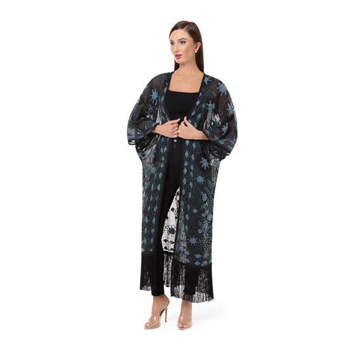 [00033326] Floral Noir Abaya