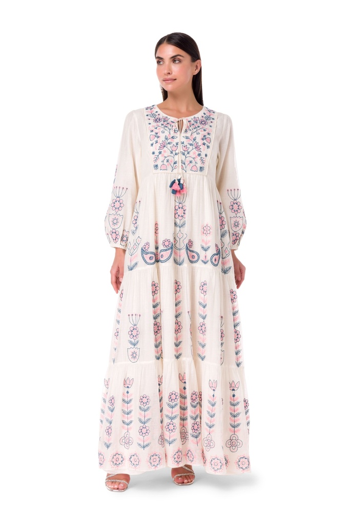 Serene Floral Embroidered Dress Lilies Boutique